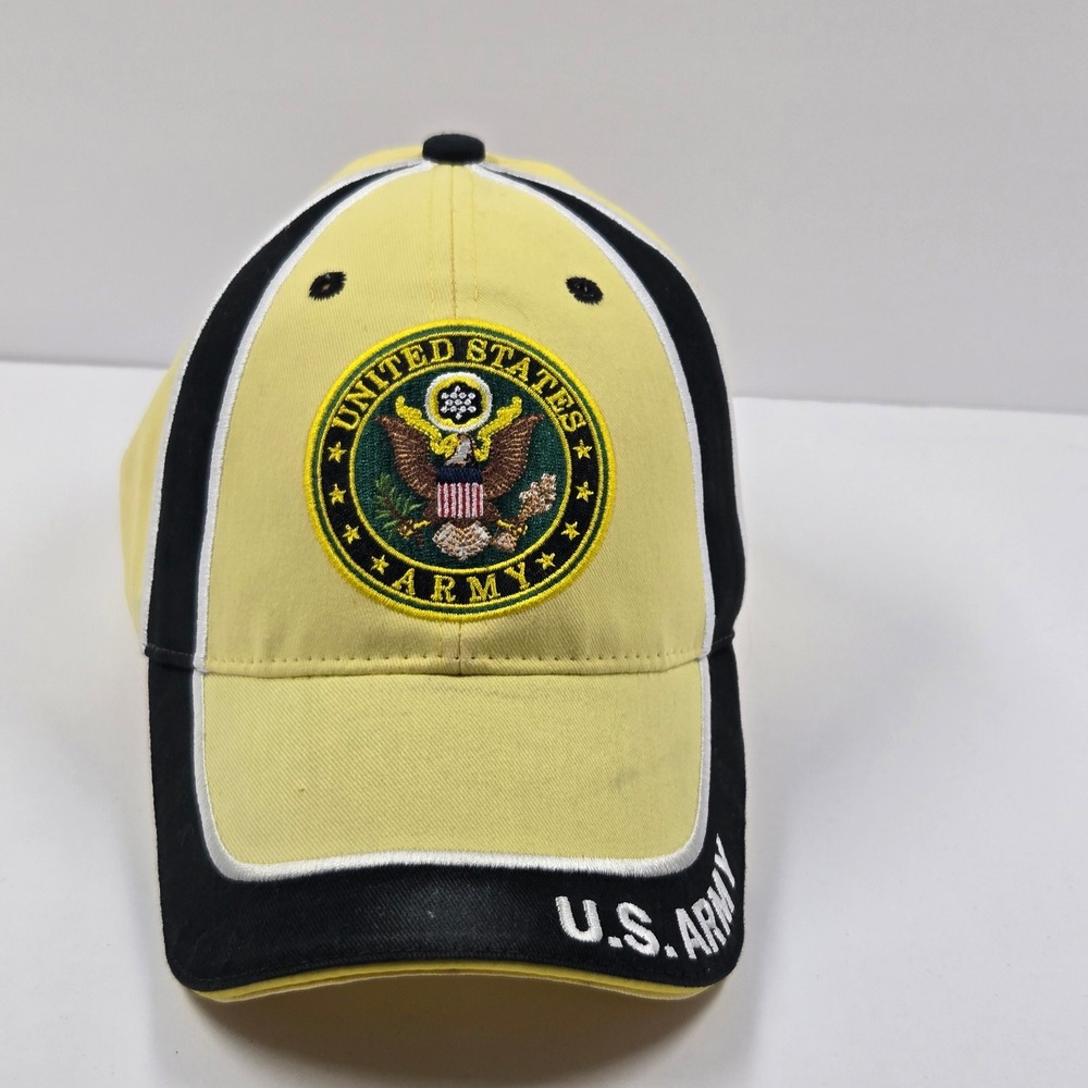 Eagle Crest US Army Hat Yellow Black Embroidered Military Baseball Cap Licensed
